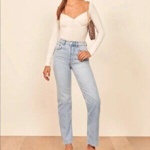 Reformation Cynthia High Rise Straight Jeans Tahoe Wash Size 26